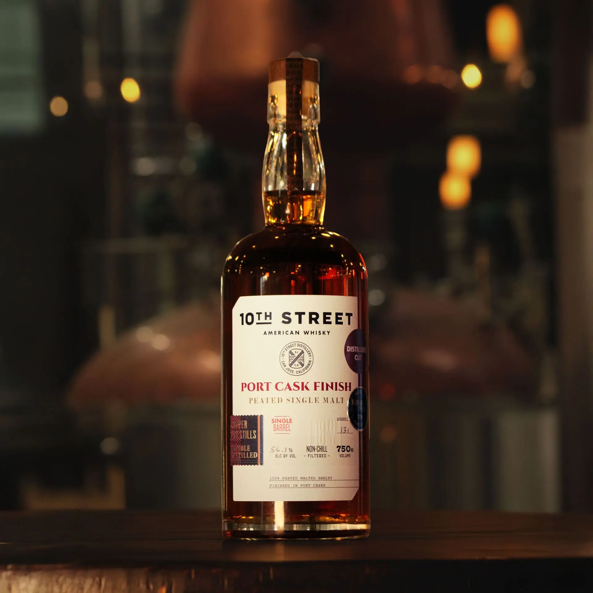 Wine Cask Finish Distillers Cut Peated Single Malt Bottle